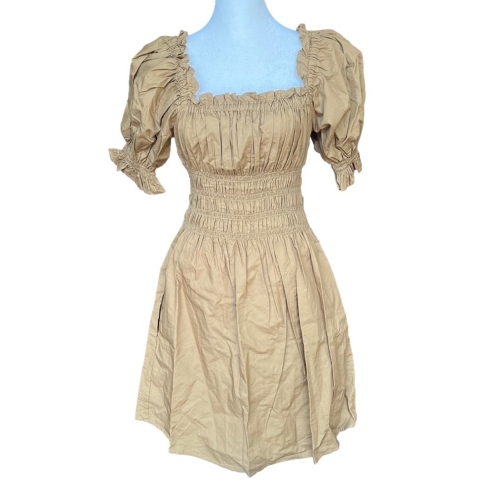 Levi A line smocked dress, butternut, Large